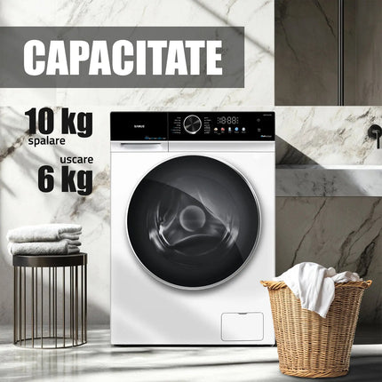MAȘINĂ DE SPALAT RUFE CU USCĂTOR SAMUS WSDD10612IDM, 10KG SPALARE, 6KG USCARE, DISPLAY LED COLOR, CLASA A/E Samus