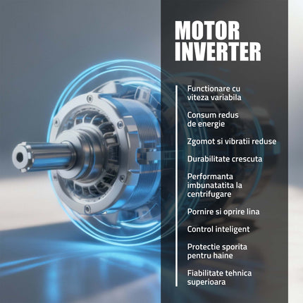 MASINA DE SPALAT RUFE SAMUS WSEDI7148, 7 KG, MOTOR INVERTER, DISPLAY LED, 16 PROGRAME, 1400 ROTATII, CLASA ENERGETICA A – 10%, REINCARCARE CU RUFE IN TIMPUL SPALARII, ALB Samus