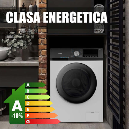 MASINA DE SPALAT RUFE SAMUS WSEDI7148, 7 KG, MOTOR INVERTER, DISPLAY LED, 16 PROGRAME, 1400 ROTATII, CLASA ENERGETICA A – 10%, REINCARCARE CU RUFE IN TIMPUL SPALARII, ALB Samus