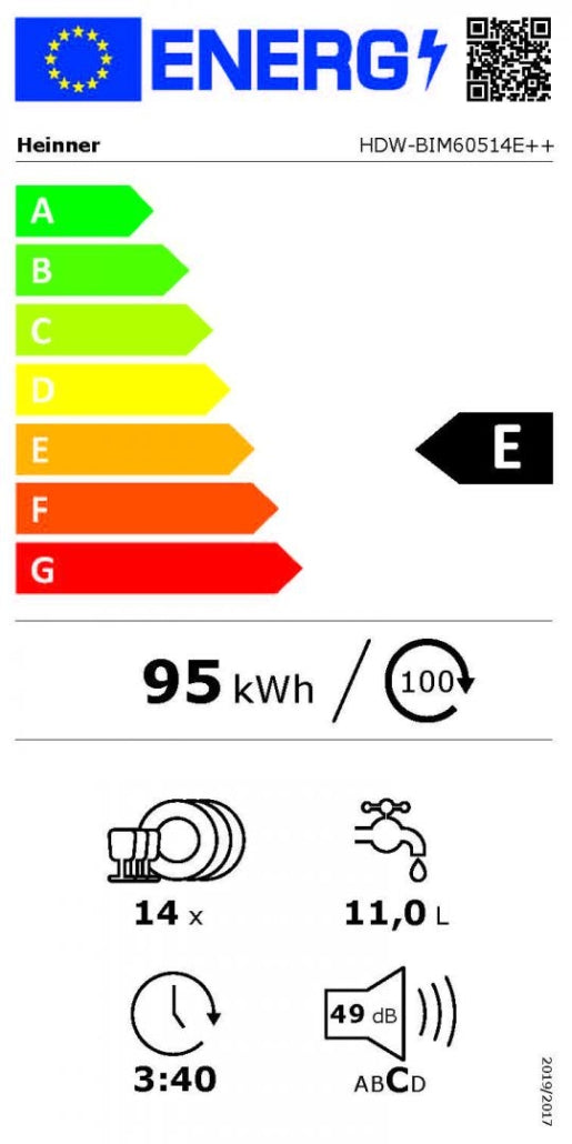 MASINA DE SPALAT VASE INCORPORABILA HEINNER HDW-BIM60514E++ Heinner