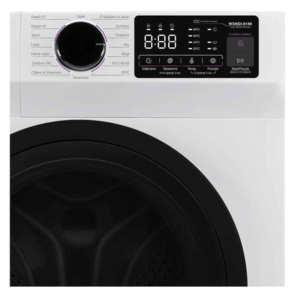 Masina de spalat rufe Samus WSNDI-8146, 8 kg, Motor Inverter, 15 programe, 1400 rotatii, afisaj electronic, Clasa energetica A