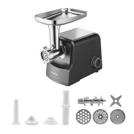 Masina de tocat Albatros MTA-2205, Putere maxima 2200 W, 2 viteze + revers, Accesorii pentru carnati si kibbe, separator de rosii, Capacitate tocare 2 kg/min, Negru