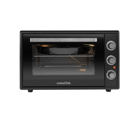 Cuptor electric NobeLTek NLT FSO60BK, 60L, 2000W, grill, timer, termostat, sticla dubla, ventilator, iluminare, Negru