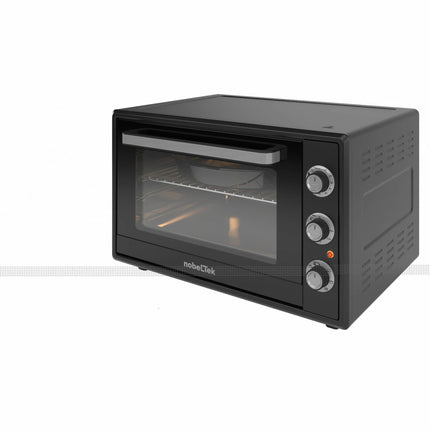 Cuptor electric NobeLTek NLT FSO60BK, 60L, 2000W, grill, timer, termostat, sticla dubla, ventilator, iluminare, Negru