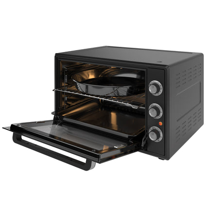 Cuptor electric NobeLTek NLT FSO60BK, 60L, 2000W, grill, timer, termostat, sticla dubla, ventilator, iluminare, Negru