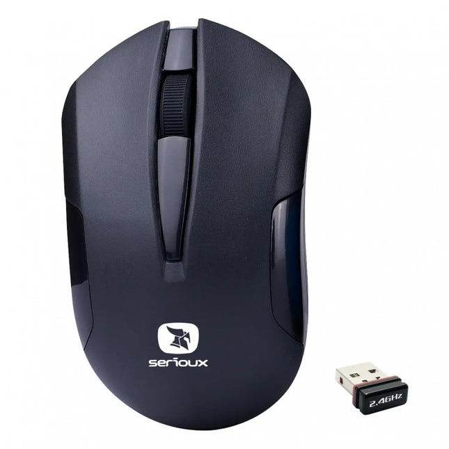 Mouse Serioux wireless, Drago 300, 1000dpi, negru, baterie AA inclusa ,receptor nano, blister, USB