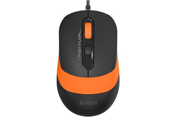 Mouse A4tech cu fir, interfata USB, rezolutie 1600 DPI, dimensiuni 108 x 64 x 35 mm, negru/portocaliu