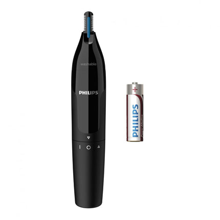 Aparat de tuns pentru nas È™i urechi PHILIPS NT1650/16, 100% waterproof, Sistem de protectie dual, Inchidere prin rotatie, Baterie tip AA inclusa,, L x A x I (mm) 39x83x190