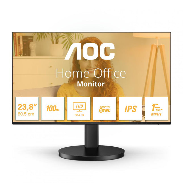 Monitor AOC 23.8" 24B3HA2, Diagonal (inch): 23.8, Diagonal (cm): 60.5, Aspect ratio: 16:9, Panel: IPS, Resolution: 1920x1080, Refresh Rate: 100Hz, Response time GtG: 14ms, Response time MPRT: 1ms, Brightness (max): 250 cd/ãŽ¡, Viewing angle: 170Âº(R/L), 170Âº(U/D), Color Gamut Type: sRGB, Color Gamut
