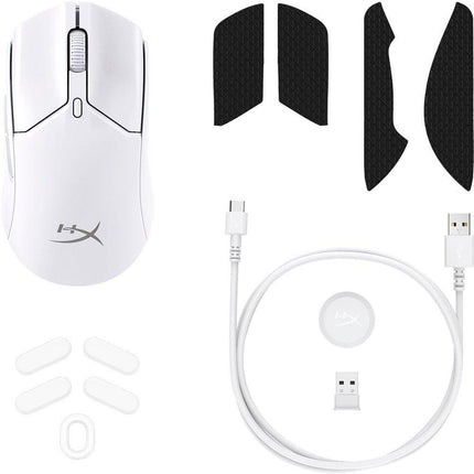 Mouse HyperX Pulsefire Haste Core 2 Wireless, rezolutie maxima 12000 DPI, conectivitate 2.4GHz Wireless / Bluetooth 5.2, polling rate pana la 1000 Hz, durata de viata baterie pana la 100 de ore in modul 2.4GHz highspeed, si pana la 200 de ore in modul Bluetooth 5.2, alb