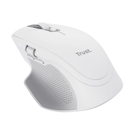 Mouse Trust Ozaa+, wireless RF 2.4GHz, bluetooth, conectivitate USB 1.1, 2.0, 3.0, rezolutie maxima 3200 DPI, alb