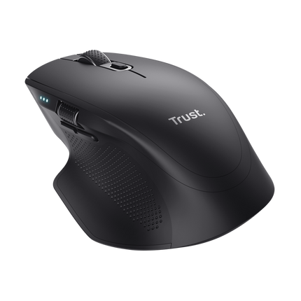 Mouse Trust Ozaa+, wireless RF 2.4GHz, bluetooth, conectivitate USB 1.1, 2.0, 3.0, rezolutie maxima 3200 DPI, negru