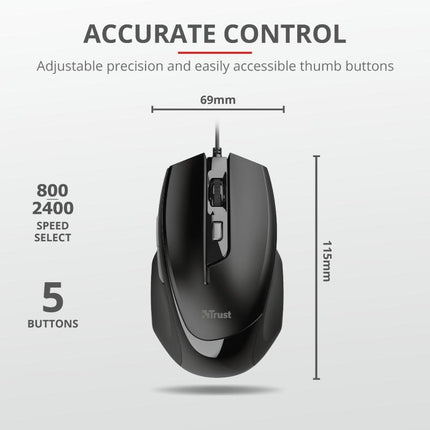 Mouse Trust Voca Comfort Mouse, negru