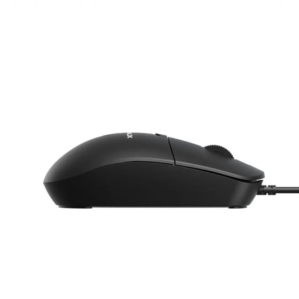Kit Serioux cu fir, Tastatura: interfata USB, 104 taste, material ABS, US layout, lungime cablu 1.5m PVC, dimensiuni 440*159*25mm, negru, Mouse: interfata USB, 4 butoane, polling rate 125 Hz, rezolutie DPI 1000, lungime cablu 1.5m PVC, dimensiuni 109*61*37mm, negru