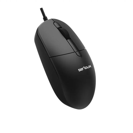 Kit Serioux cu fir, Tastatura: interfata USB, 104 taste, material ABS, US layout, lungime cablu 1.5m PVC, dimensiuni 440*159*25mm, negru, Mouse: interfata USB, 4 butoane, polling rate 125 Hz, rezolutie DPI 1000, lungime cablu 1.5m PVC, dimensiuni 109*61*37mm, negru