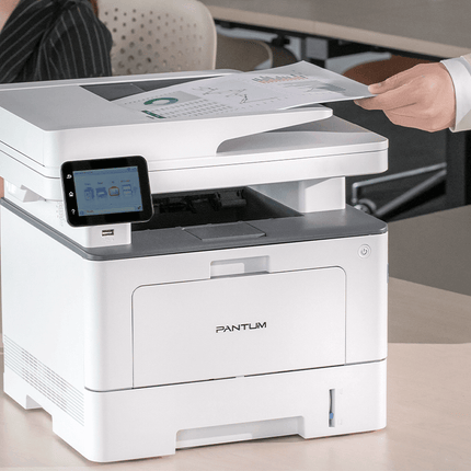 Multifunctional PANTUM BM5220ADW MONO, Dimensiune A4, Functi: Printare, Scanare, Copiere, Duplex automat, Viteza printare: 42ppm, 1200x1200 dpi, Limbaje printare: PCL5e, PCL6, PS, GDI, Procesor: 1.2 GHz, Memorie: 1GB RAM, Touchscreen 3.5", NFC, Viteza copiere: 42ppm, DADF 50 coli, numar copii max:99