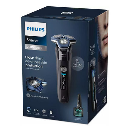 Aparat de ras electric Philips Seria 7000 S7886/58, 5 W, Autonomie 60 minute, Umed si uscat, Lame SteelPrecision SkinIQ Negru