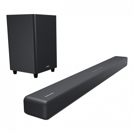 SOUNDBAR HORIZON HAV-S5950W / System 2.1 / Max Audio Power 160W (40W x2 + 80W) / Digital Optical / AUX (3.5mm) / HDMI-ARC (CEC) / BT 5.4 / USB Playback / DOT-Matrix Display / Remote + Button Keys / Impedance: 6Î© x2 + 4Î© / Signal to Noise Ratio (SNR): 73dB / Wall-Mount Ready / Full Size / Titanium