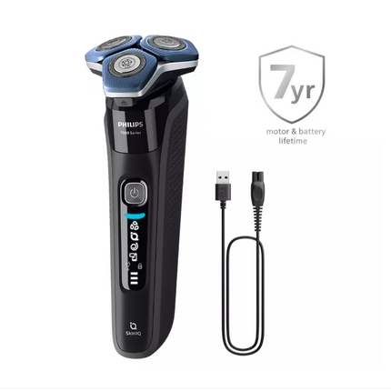 Aparat de ras electric Philips Seria 7000 S7886/58, 5 W, Autonomie 60 minute, Umed si uscat, Lame SteelPrecision SkinIQ Negru