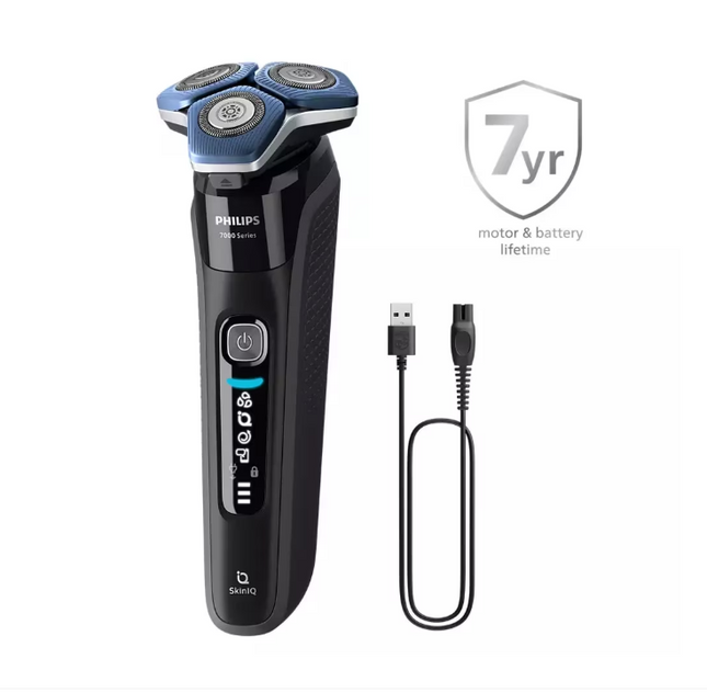 Aparat de ras electric Philips Seria 7000 S7886/58, 5 W, Autonomie 60 minute, Umed si uscat, Lame SteelPrecision SkinIQ Negru