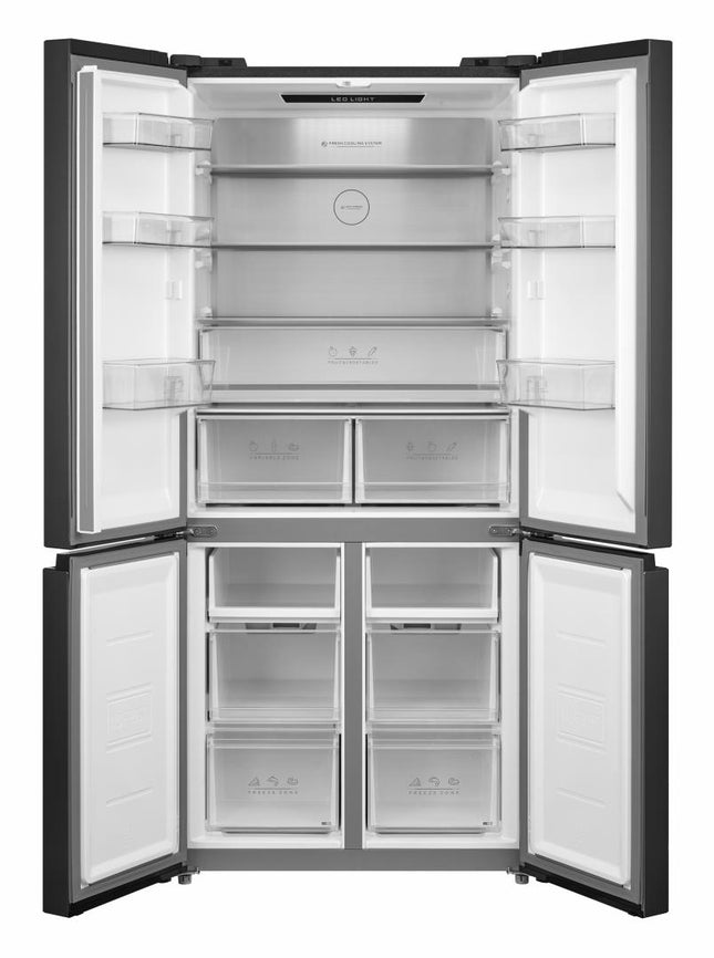 Side by Side HEINNER HSBS-M515MDINVHGBKE++, No Frost, 515 L, Clasa E, Sticla neagra