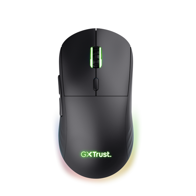 Mouse wireless Trust GXT 927 Redex+, rezolutie maxima 25600 DPI, senzor PAW3370, polling rate 125/250/500/1000Hz, iluminare full RGB, negru