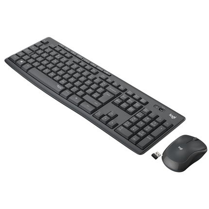 Logitech kit wireless silent MK295, SilentTouch Technology, spill- resistant, 2.4GHz, gri