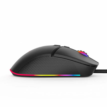 Mouse gaming Serioux Kayel, Senzor Sunplus 199, 800-6400 DPI, switch HUANO, pana la 20 milioane de click-uri, 7 Butoane, 6 moduri de iluminare RGB, cablu USB 1.5M, plug and play, compatibil cu Windows 2000/XP/9X/VISTA/7/8/10