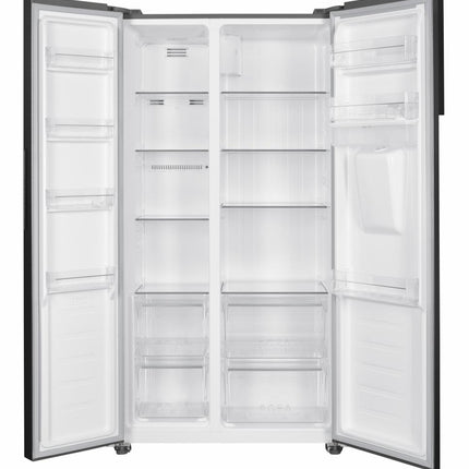 Side by Side HEINNER HSBS-H439NFXWDE++, No Frost, 439 L, Clasa E, Dozator apa, Aspect inox