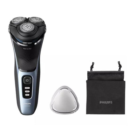 Aparat de ras PHILIPS Seria3000 S3243/12, Wet&Dry, autonomie 60 min, 3 elemente de taiere, albastru