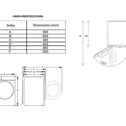 Masina de spalat rufe HEINNER HWM-HMN7012IVSMA, 7 kg, 1200 rpm, Clasa: A, Alb