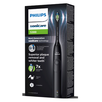 Periuta de dinti electrica Philips Sonicare HX7101/01, 62.000 miscari/minut, autonomie 21 zile, 1 mod periere, 2 intensitati, senzor presiune integrat, functia BrushSync, inclus capat de periere Otimal White, negru