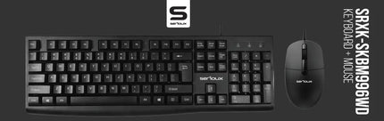 Kit Serioux cu fir, Tastatura: interfata USB, 104 taste, material ABS, US layout, lungime cablu 1.5m PVC, dimensiuni 440*159*25mm, negru, Mouse: interfata USB, 4 butoane, polling rate 125 Hz, rezolutie DPI 1000, lungime cablu 1.5m PVC, dimensiuni 109*61*37mm, negru