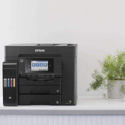 Multifunctional inkjet color CISS Epson L6550, dimensiune A4 (Printare, Copiere, Scanare, Fax), viteza 32 ppm alb-negru, 22ppm color, rezolutie 4800x2400 dpi, alimentare hartie 550 coli, scanner CIS rezolutie 1200x2400 dpi, ADF, fax memorie 550 pagini, interfata: USB 2.0, Ethernet, Wireless