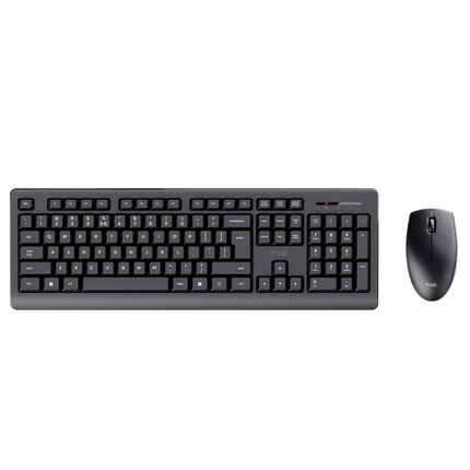 Kit Trust Primo tastatura standard, mouse wireless optic, rezoltie maxima 1200 DPI, negru