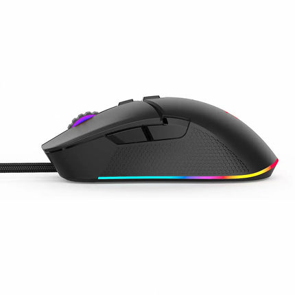 Mouse gaming Serioux Kayel, Senzor Sunplus 199, 800-6400 DPI, switch HUANO, pana la 20 milioane de click-uri, 7 Butoane, 6 moduri de iluminare RGB, cablu USB 1.5M, plug and play, compatibil cu Windows 2000/XP/9X/VISTA/7/8/10