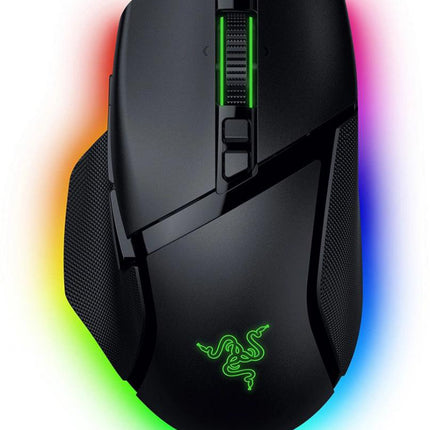 Razer Basilisk V3 35K, wireless, bluetooth, rezolutie maxima 35000 DPI, 11 butoane programabile, autonomie pana la 140h (mod wireless, miscare constanta la 1000Hz), pana la 210h (mod bluetooth), iluminare Razer Chromaâ„¢ RGB, senzor Focus Pro 35K Optical Sensor Gen-2, negru