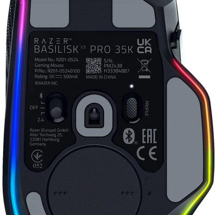 Razer Basilisk V3 35K, wireless, bluetooth, rezolutie maxima 35000 DPI, 11 butoane programabile, autonomie pana la 140h (mod wireless, miscare constanta la 1000Hz), pana la 210h (mod bluetooth), iluminare Razer Chromaâ„¢ RGB, senzor Focus Pro 35K Optical Sensor Gen-2, negru