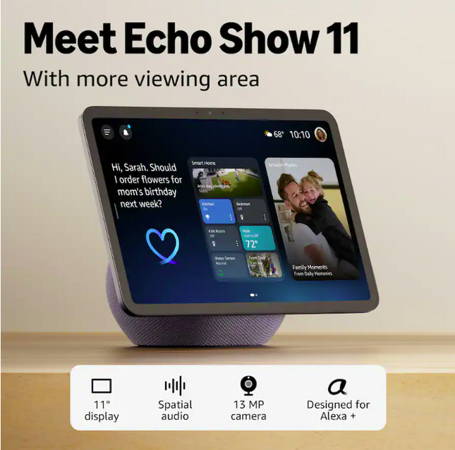 Amazon Echo Show 11 (newest model), Vibrant Full-HD 11" display with more viewing area and spatial audio, Designed for Alexa+, Graphite