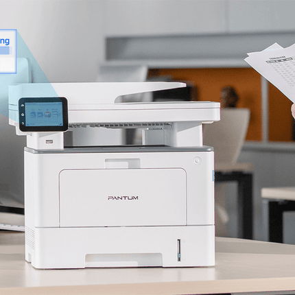 Multifunctional PANTUM BM5220ADW MONO, Dimensiune A4, Functi: Printare, Scanare, Copiere, Duplex automat, Viteza printare: 42ppm, 1200x1200 dpi, Limbaje printare: PCL5e, PCL6, PS, GDI, Procesor: 1.2 GHz, Memorie: 1GB RAM, Touchscreen 3.5", NFC, Viteza copiere: 42ppm, DADF 50 coli, numar copii max:99