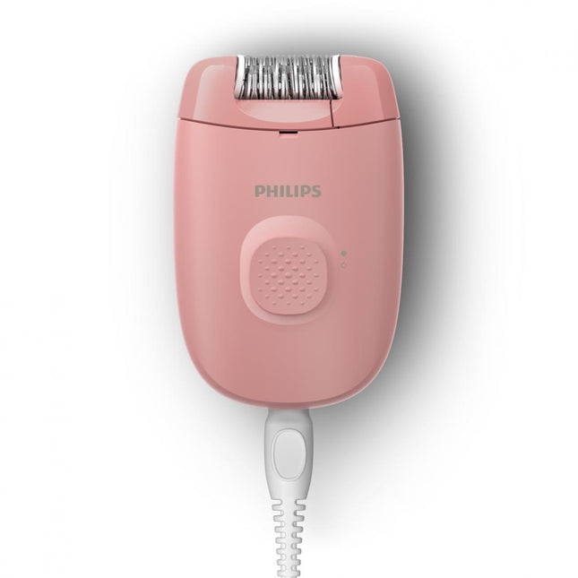 Epilator cu fir PHILIPS Seria 2000 BRE227/00, 1 viteza, 2 accesorii, Retea, Corai, L x A x I (mm) 110x40x145