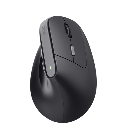 Mouse ergonomic fara fir Trust Bayo II, rezolutie maxima 2400 DPI, 6 butoane, interfata USB-C, 2.4GHz, negru