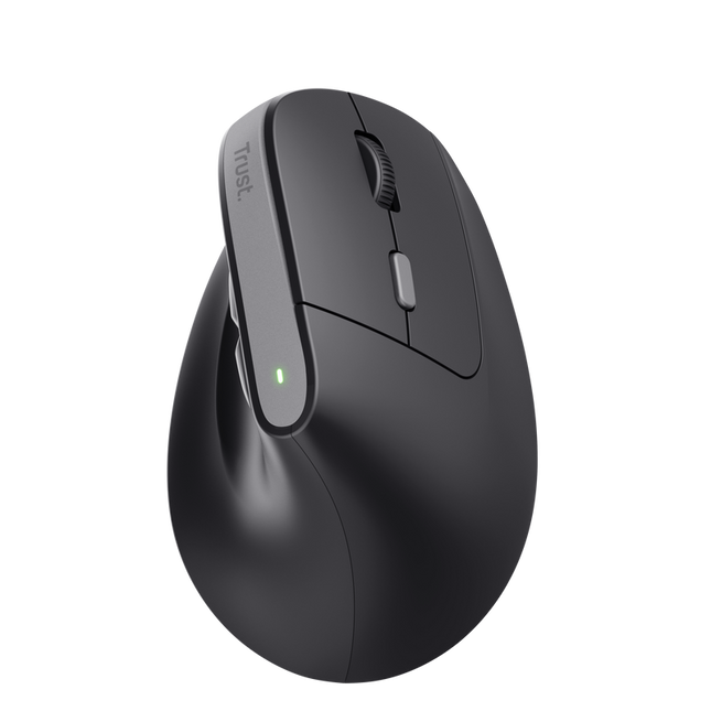 Mouse ergonomic fara fir Trust Bayo II, rezolutie maxima 2400 DPI, 6 butoane, interfata USB-C, 2.4GHz, negru
