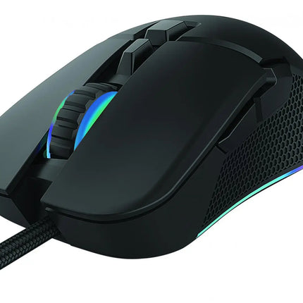 Mouse gaming Serioux Kayel, Senzor Sunplus 199, 800-6400 DPI, switch HUANO, pana la 20 milioane de click-uri, 7 Butoane, 6 moduri de iluminare RGB, cablu USB 1.5M, plug and play, compatibil cu Windows 2000/XP/9X/VISTA/7/8/10
