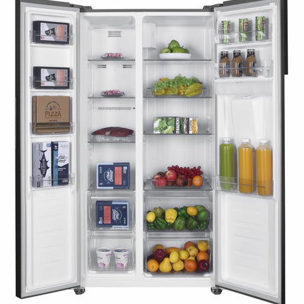 Side by Side HEINNER HSBS-H439NFXWDE++, No Frost, 439 L, Clasa E, Dozator apa, Aspect inox