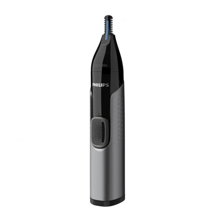 Trimmer pentru nas si urechi PHILIPS NT3650/16, Baterie, Lavabil, Tehnologie Precision Trim, Otel inoxidabil, Pieptene pentru sprancene, Pieptene 5 mm, Gri, L x A x I (mm) 39x83x190
