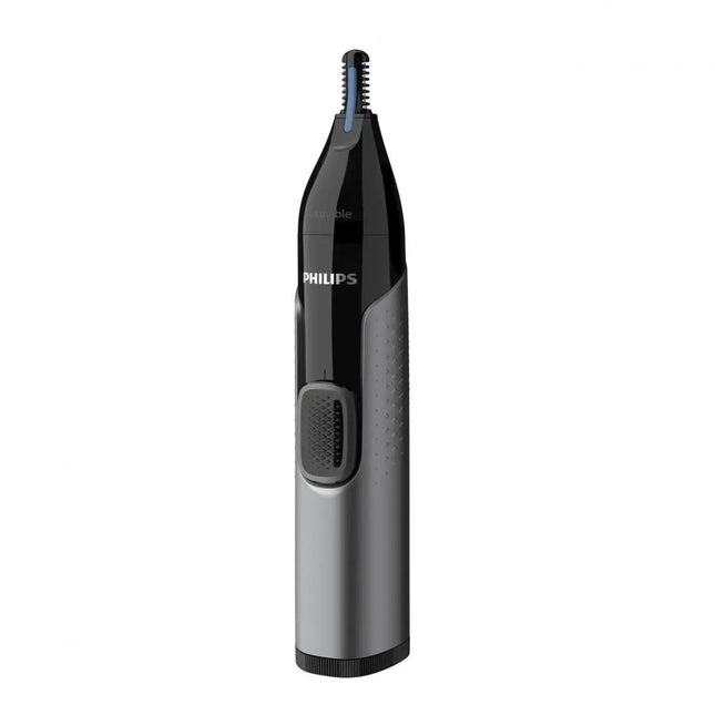 Trimmer pentru nas si urechi PHILIPS NT3650/16, Baterie, Lavabil, Tehnologie Precision Trim, Otel inoxidabil, Pieptene pentru sprancene, Pieptene 5 mm, Gri, L x A x I (mm) 39x83x190