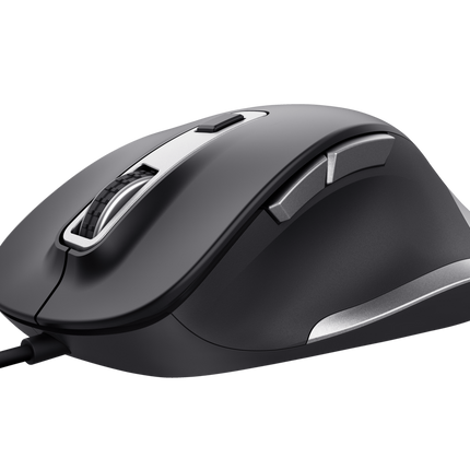 Mouse Trust Fyda cu fir, optic, interfata USB 2.0 rezolutie maxima 5000 DPI, 6 butoane, negru