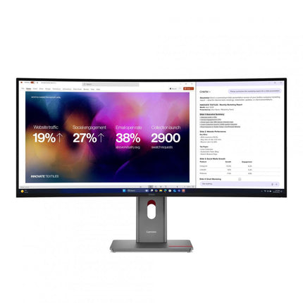 Monitor LenovoThinkVision P40WD-40 Monitor; 39.7"IPS, WUHD (5120x2160), 21:9, Brightness: 400 cd/mÂ², Contrast ratio: 2000:1, Response time: 4ms GtG (Extreme mode) / 6ms GtG (Typical mode), Dot / Pixel Per Inch: 140 dpi, Color Gamut: 99% sRGB, 98% DCI-P3, 99% BT.709, View angle: 178Â° / 178Â°, Stand