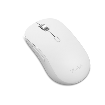 Mouse silentios Bluetooth Lenovo Yoga; pana la 4000DPI; tip: full size ambidextru; senzor: IR optic; numar de butoane: 6 (programabile); conectivitate: Bluetooth 5.3, se poate conecta la 3 dispozitive; greutate: 88g; compatibil cu Windows 10, Windows 11; include 1 x baterie de tip AA; culoare: alb